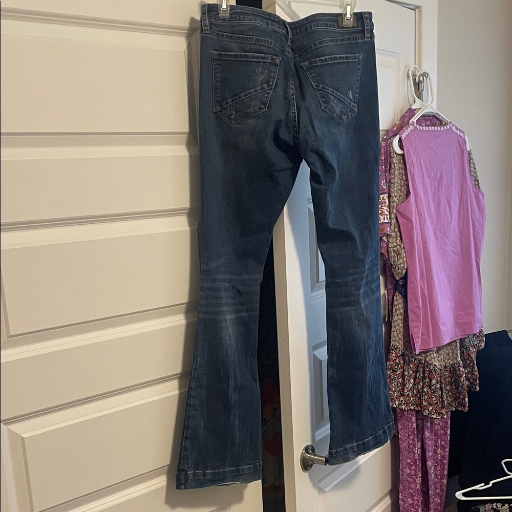 Dear John Dark Blue Distressed Flare Jeans - Picture 5 of 7